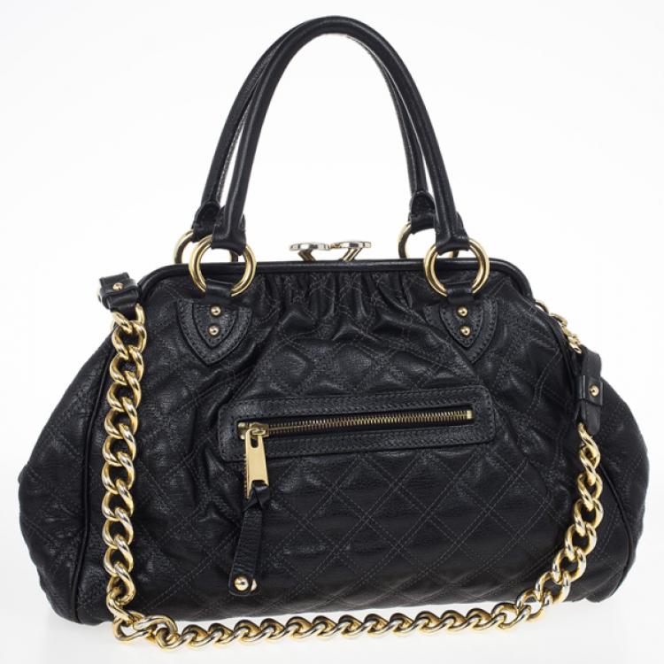 Pre Owned Marc Jacobs Black Quilted Leather Stam Satchel