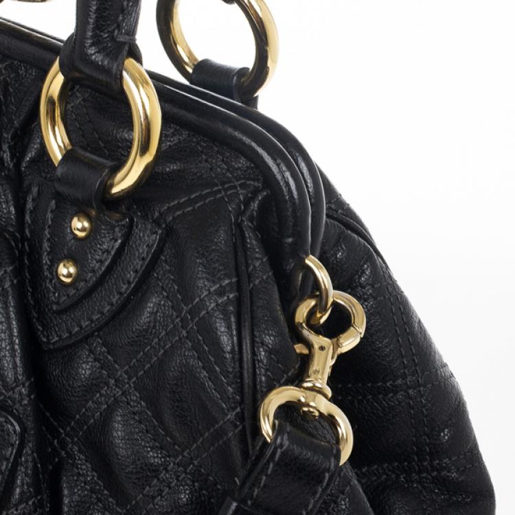Pre Owned Marc Jacobs Black Quilted Leather Stam Satchel