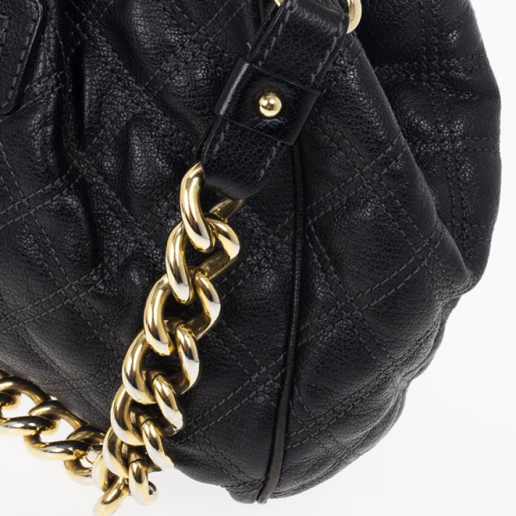 Pre Owned Marc Jacobs Black Quilted Leather Stam Satchel