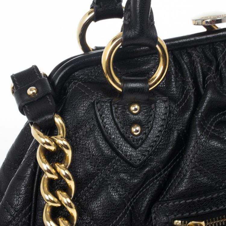Pre Owned Marc Jacobs Black Quilted Leather Stam Satchel