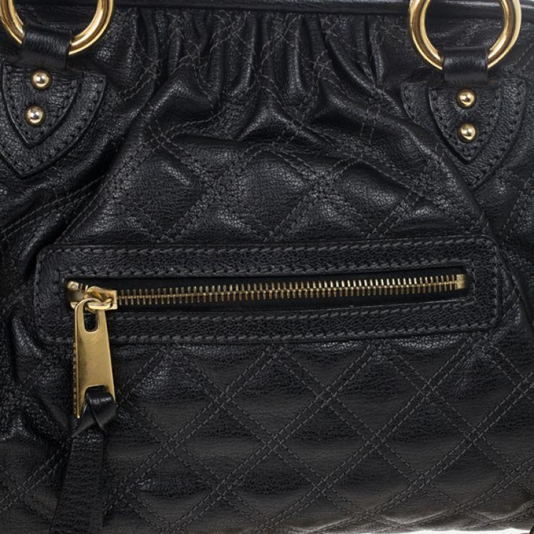 Pre Owned Marc Jacobs Black Quilted Leather Stam Satchel