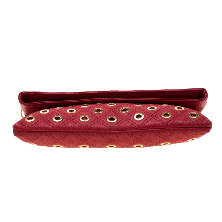 Pre Owned Marc Jacobs Red Quilted Eyelets Leather Gotham Shoulder Bag