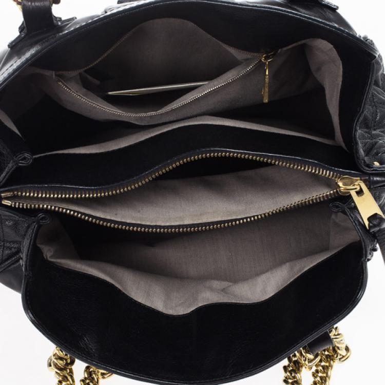 Pre Owned Marc Jacobs Black Leather Mix Quilted Classic East-West Tote Bag