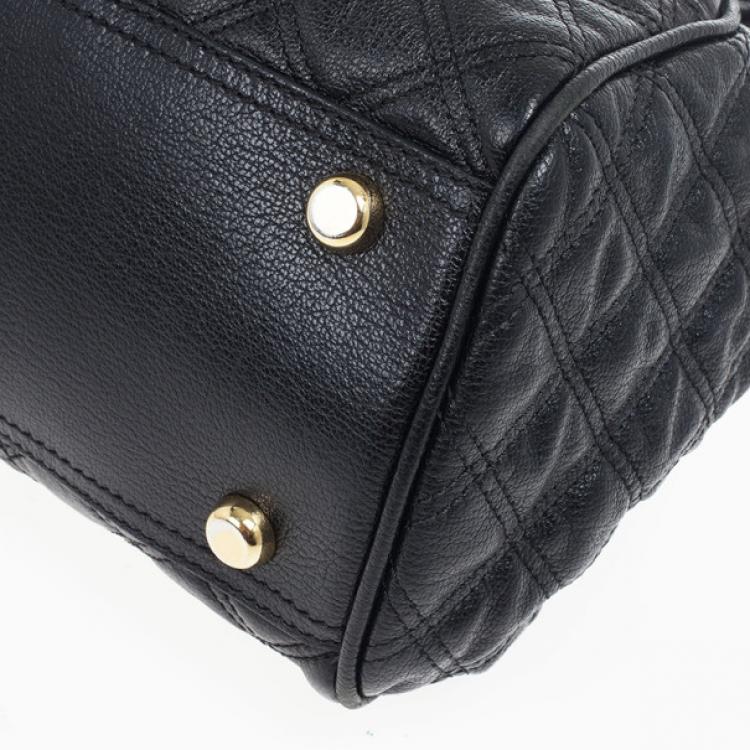 Pre Owned Marc Jacobs Black Leather Mix Quilted Classic East-West Tote Bag