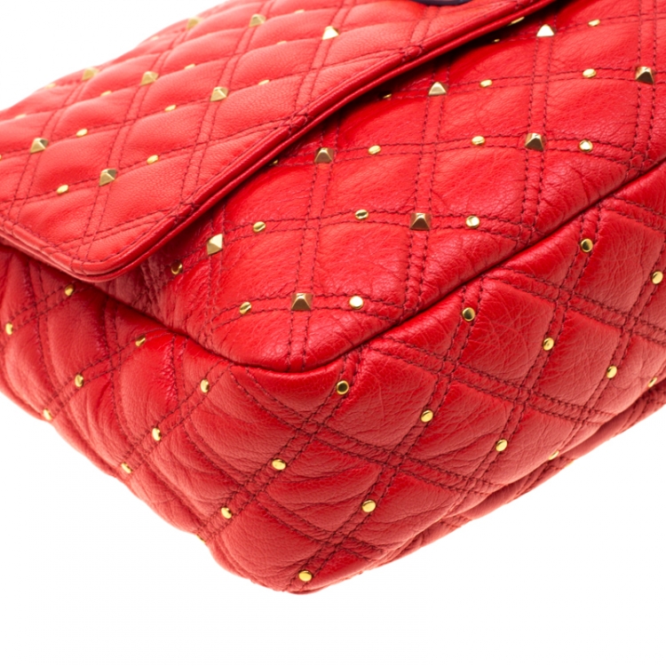 Pre Owned Marc Jacobs Red Leather Stardust Beat Shoulder Bag