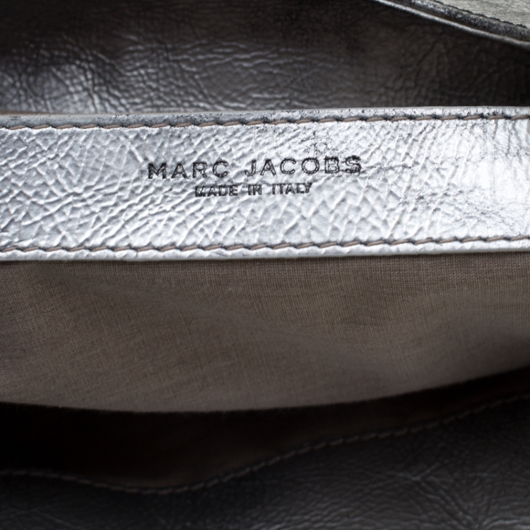 Pre Owned Marc Jacobs Black/Silver Ombre Leather Top Handle Bag