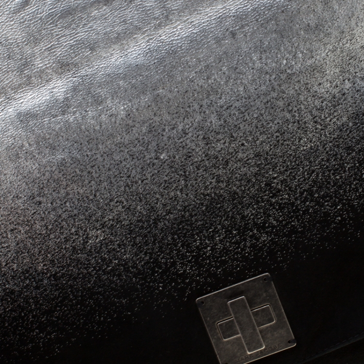 Pre Owned Marc Jacobs Black/Silver Ombre Leather Top Handle Bag