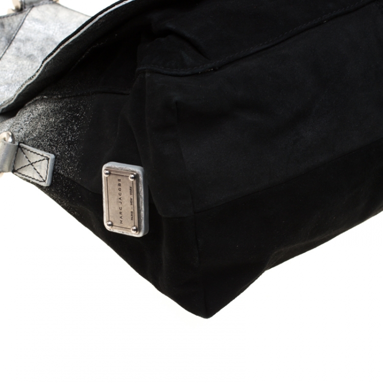 Pre Owned Marc Jacobs Black/Silver Ombre Leather Top Handle Bag