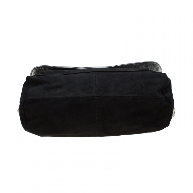 Pre Owned Marc Jacobs Black/Silver Ombre Leather Top Handle Bag