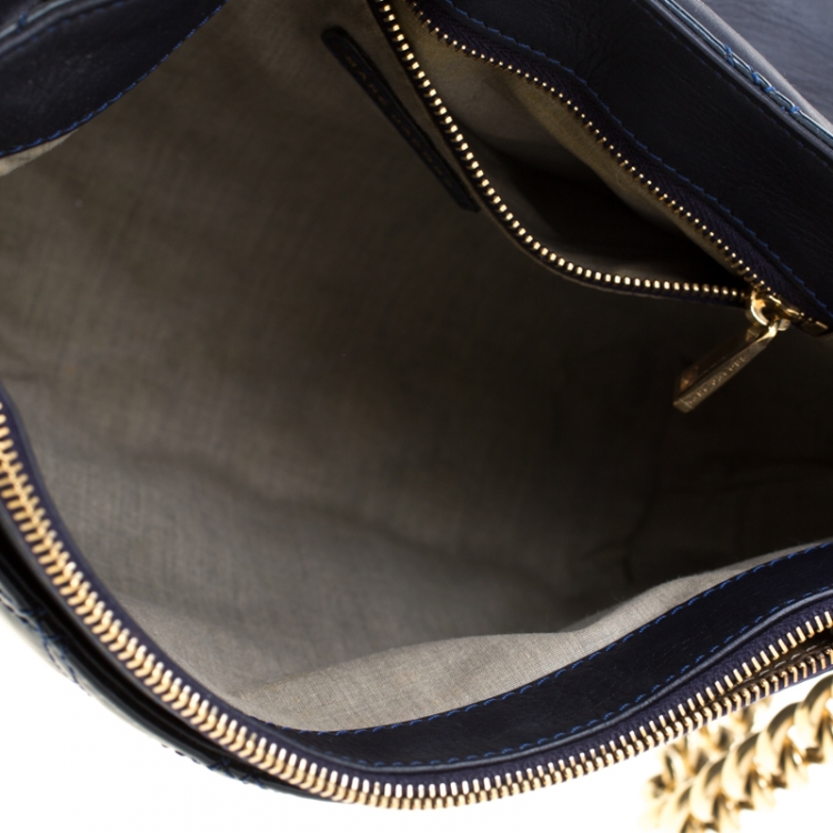 Pre Owned Marc Jacob Navy Blue Patent Leather Quilted Flap Bag