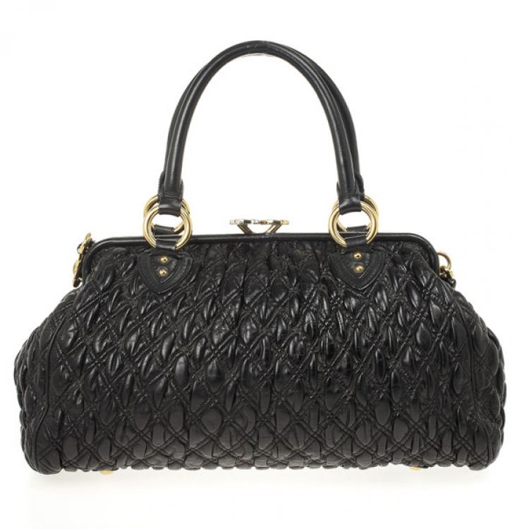 Pre Owned Marc Jacobs Black Quilted Leather Stam Satchel
