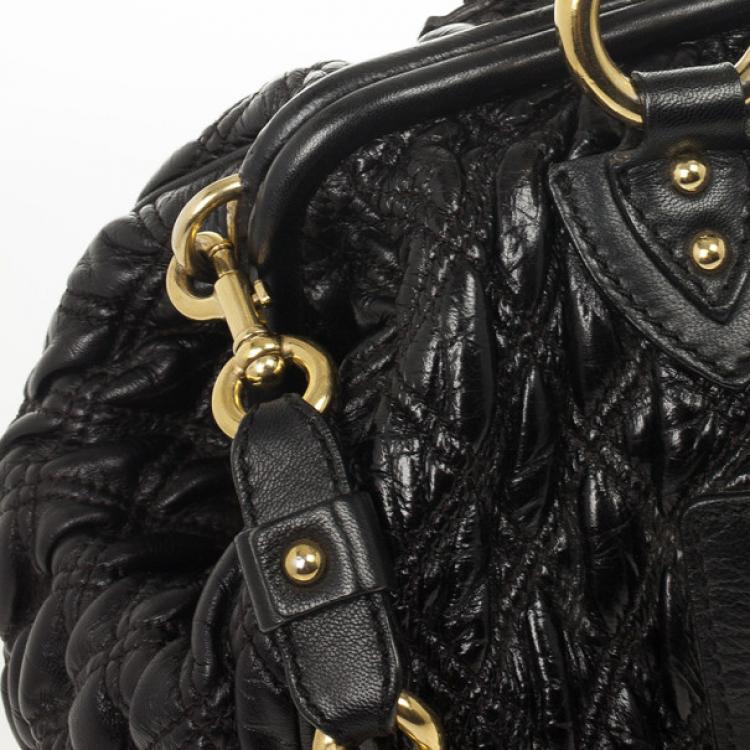 Pre Owned Marc Jacobs Black Quilted Leather Stam Satchel