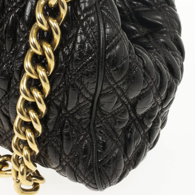 Pre Owned Marc Jacobs Black Quilted Leather Stam Satchel