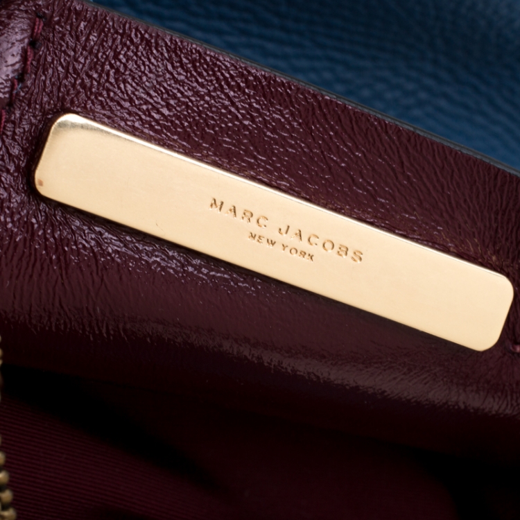 Pre Owned Marc Jacobs Blue Leather Mini Grind Tote