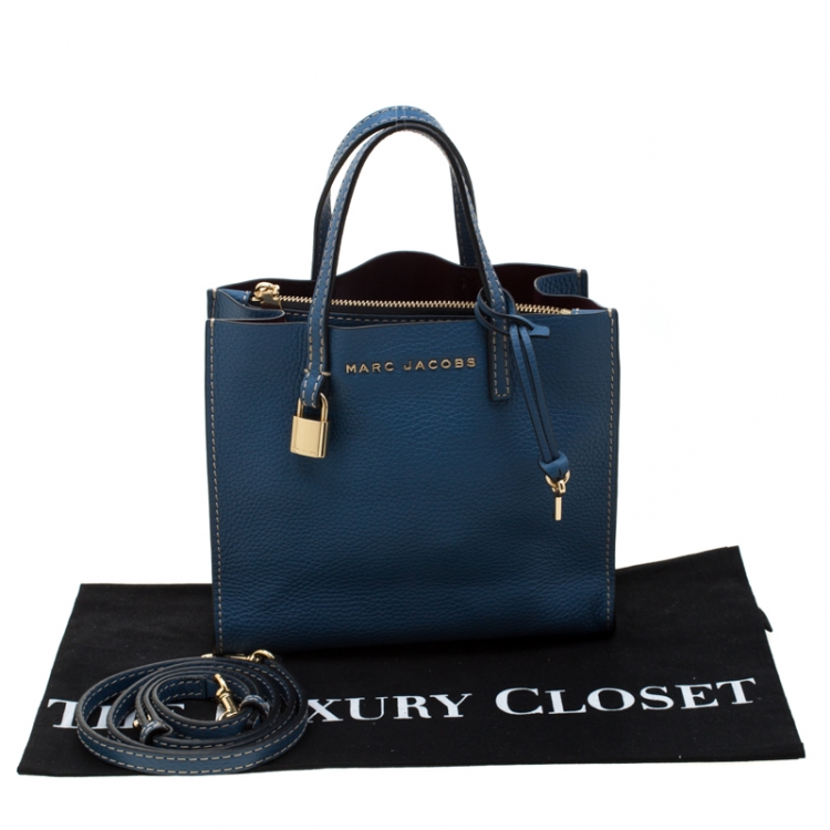 Pre Owned Marc Jacobs Blue Leather Mini Grind Tote