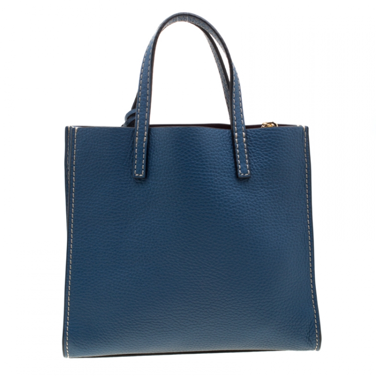 Pre Owned Marc Jacobs Blue Leather Mini Grind Tote