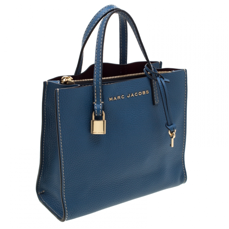 Pre Owned Marc Jacobs Blue Leather Mini Grind Tote