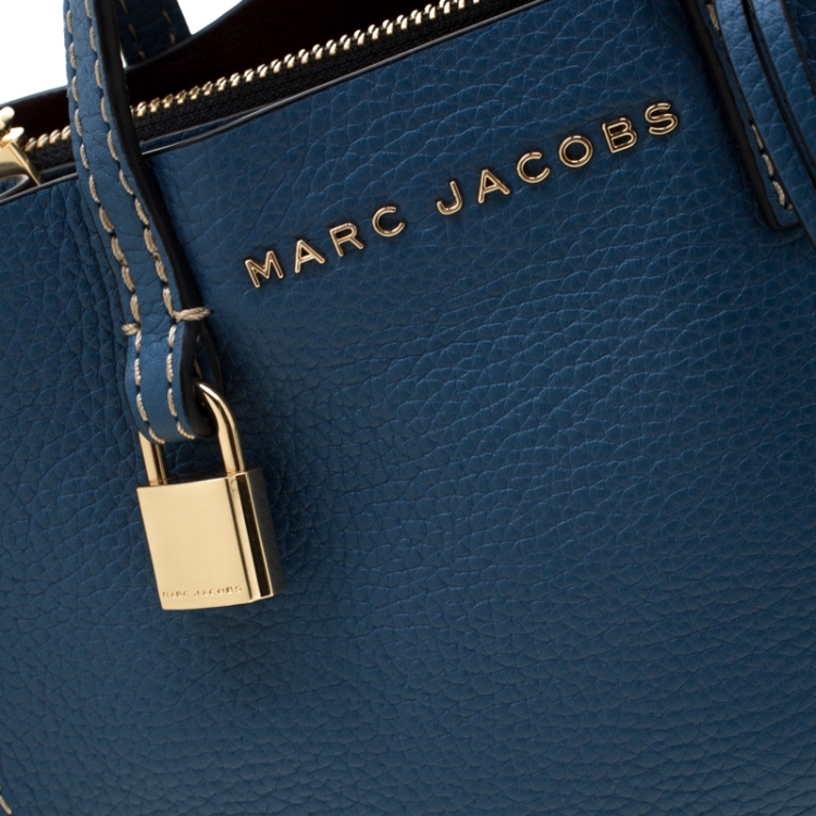 Pre Owned Marc Jacobs Blue Leather Mini Grind Tote