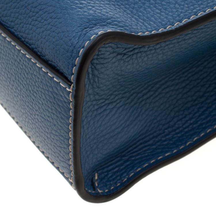 Pre Owned Marc Jacobs Blue Leather Mini Grind Tote