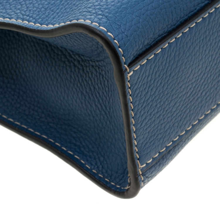 Pre Owned Marc Jacobs Blue Leather Mini Grind Tote