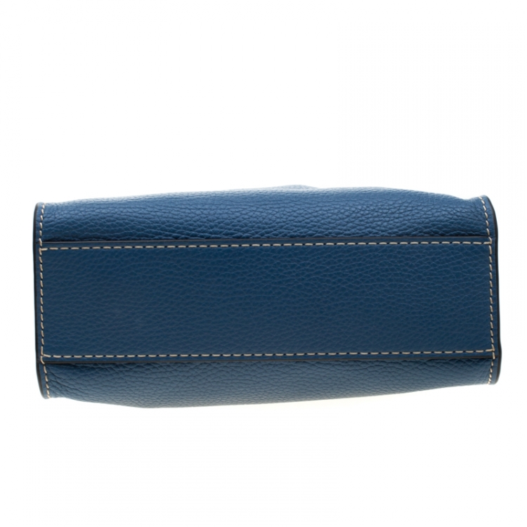 Pre Owned Marc Jacobs Blue Leather Mini Grind Tote