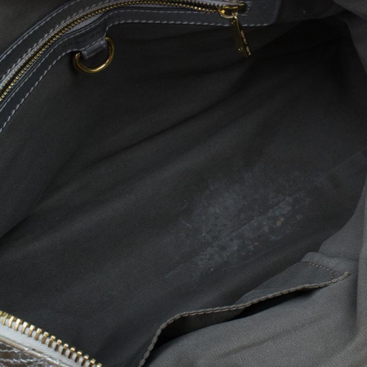 Pre Owned Marc Jacobs Silver Leather Casey Double Quilted Tote