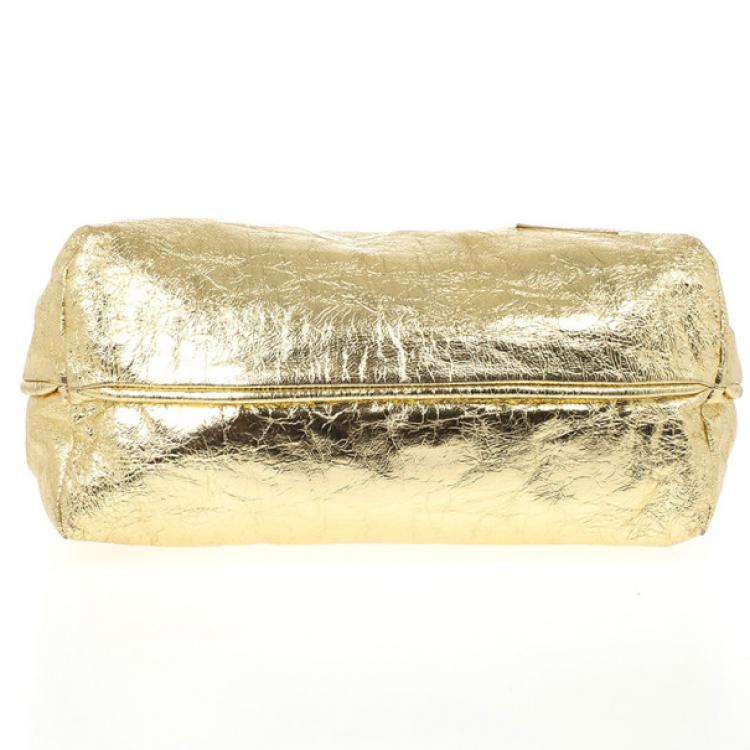 Pre Owned Marc Jacobs Metallic Gold Crackled Leather Tote