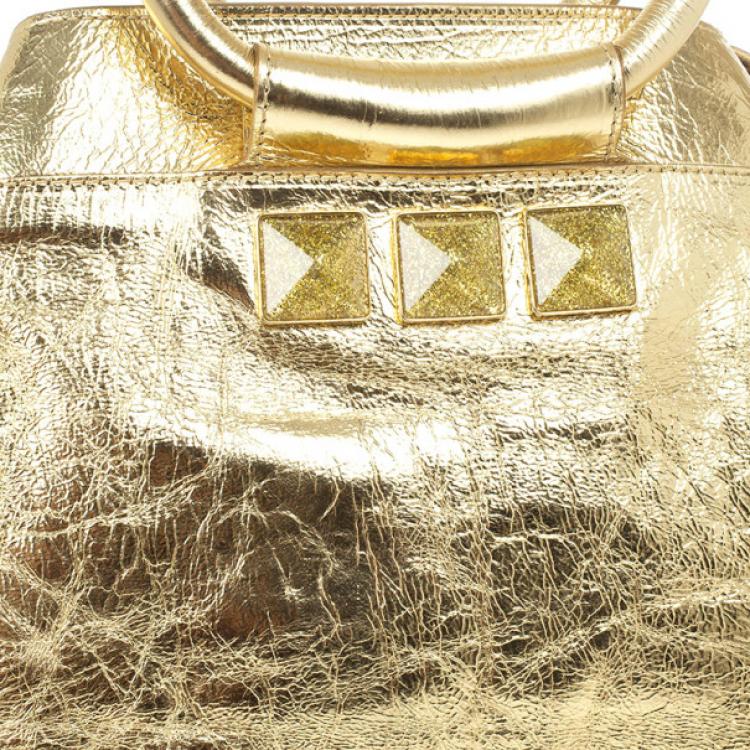 Pre Owned Marc Jacobs Metallic Gold Crackled Leather Tote