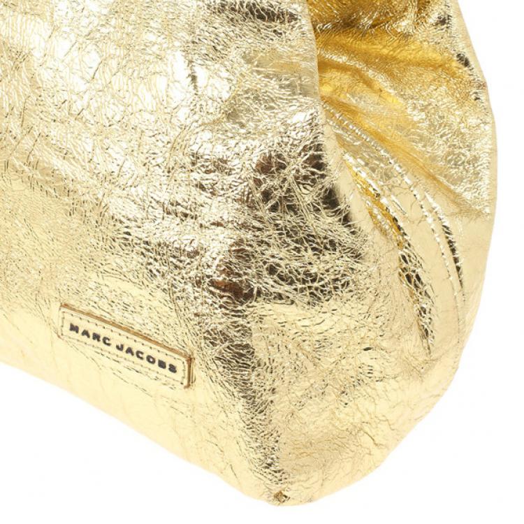 Pre Owned Marc Jacobs Metallic Gold Crackled Leather Tote