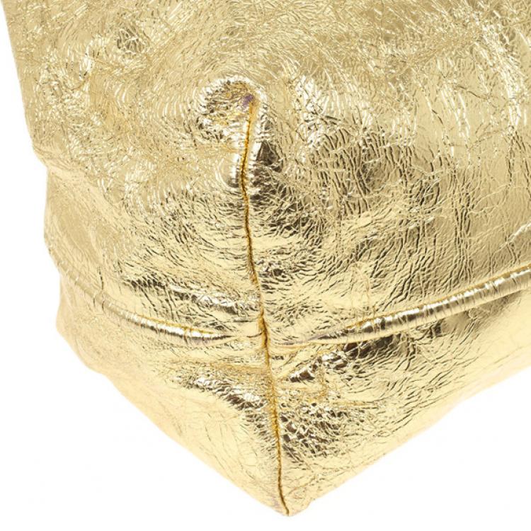 Pre Owned Marc Jacobs Metallic Gold Crackled Leather Tote