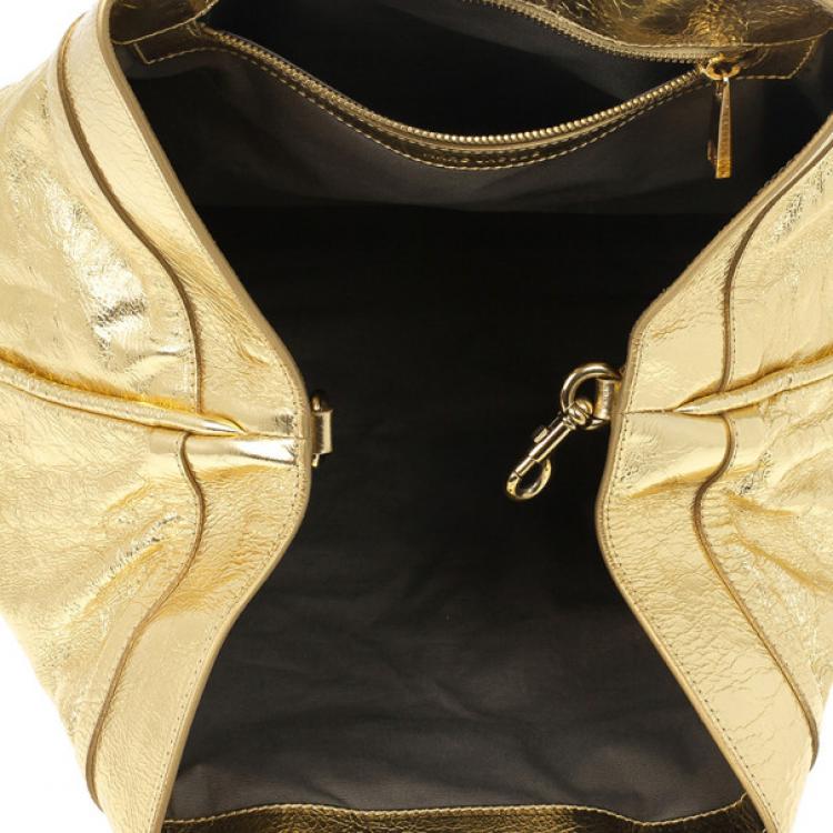 Pre Owned Marc Jacobs Metallic Gold Crackled Leather Tote