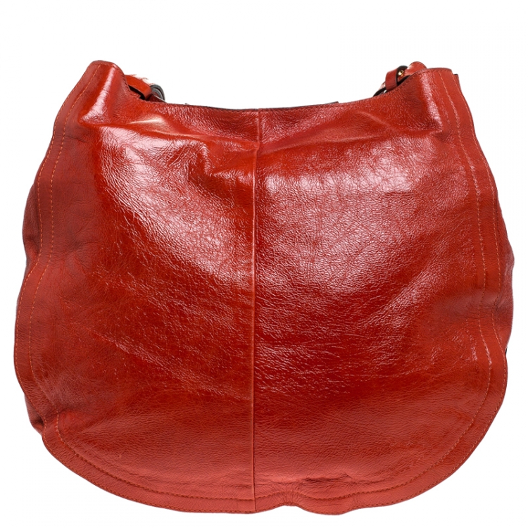 مملوكة مسبقًا Marc Jacobs Orange Embellished Patent Leather Daisy Hobo