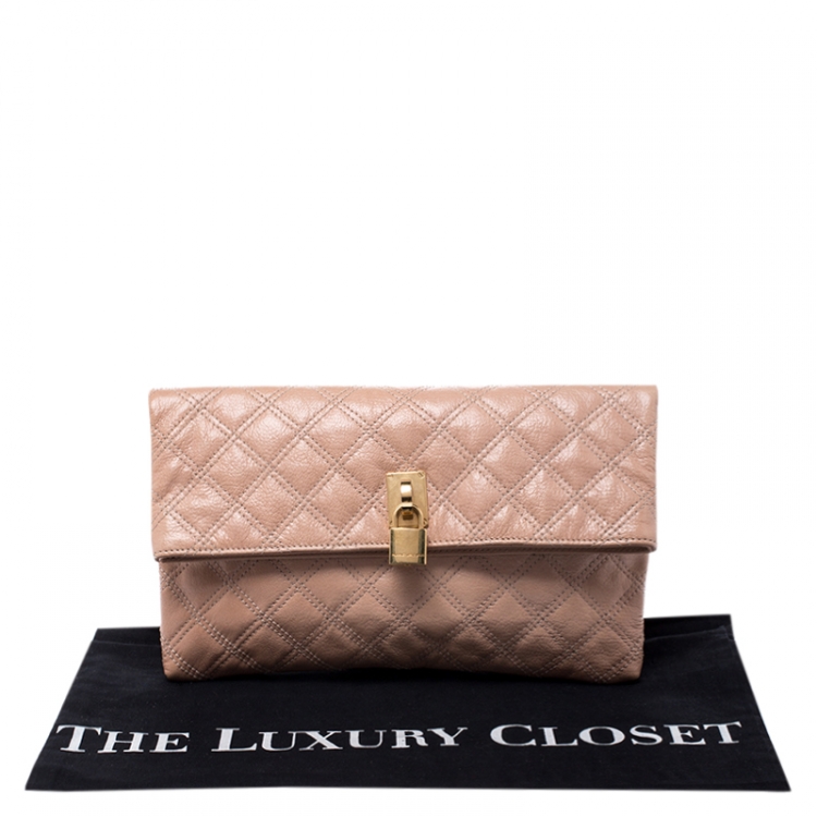 Pre Owned Marc Jacobs Beige Quilted Leather Eugenie Clutch