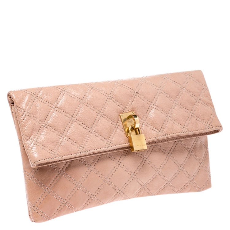 Pre Owned Marc Jacobs Beige Quilted Leather Eugenie Clutch