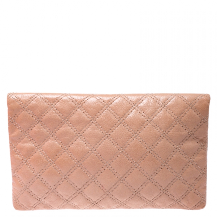 Pre Owned Marc Jacobs Beige Quilted Leather Eugenie Clutch