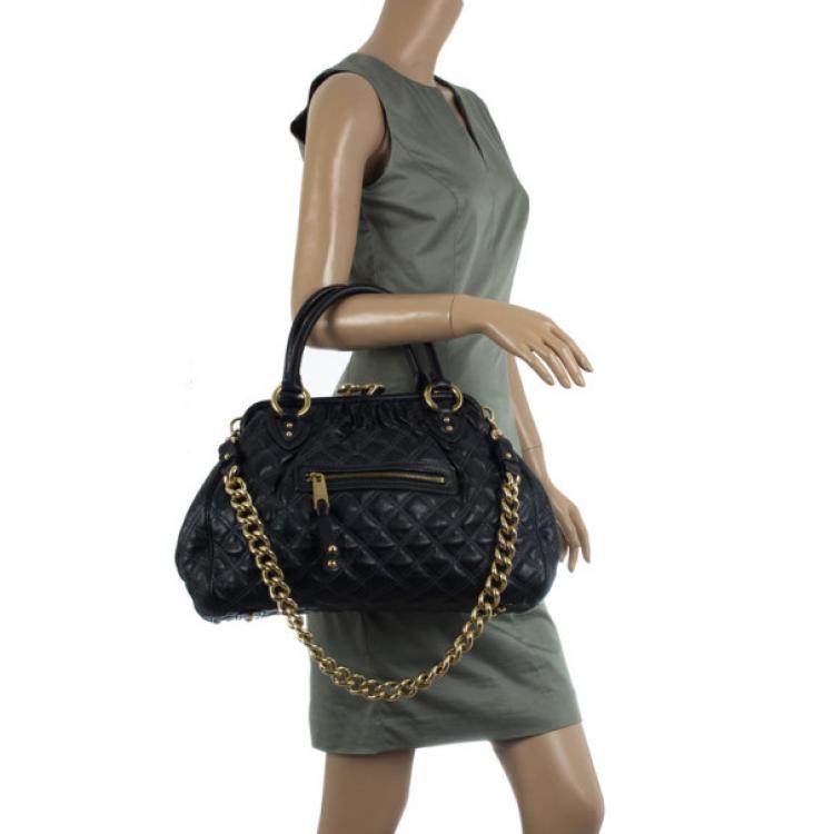Pre Owned Marc Jacobs Black Quilted Leather Stam Satchel