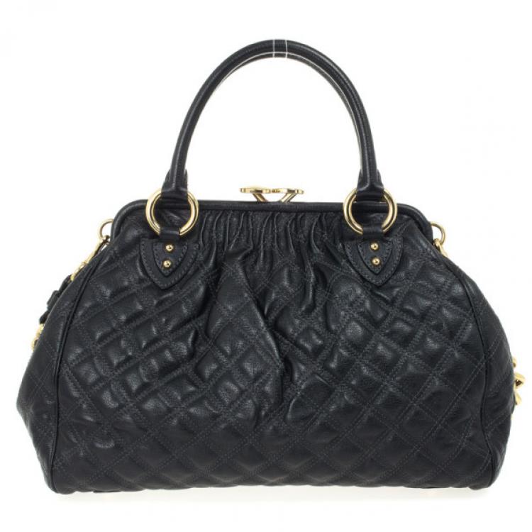 Pre Owned Marc Jacobs Black Quilted Leather Stam Satchel