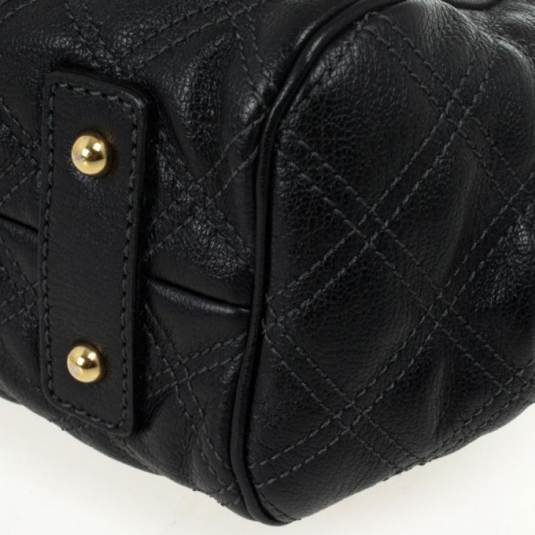 Pre Owned Marc Jacobs Black Quilted Leather Stam Satchel