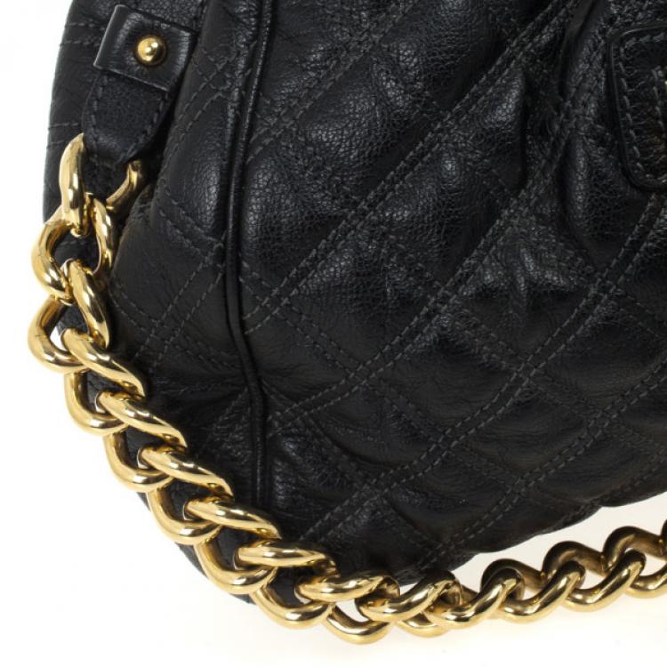 Pre Owned Marc Jacobs Black Quilted Leather Stam Satchel