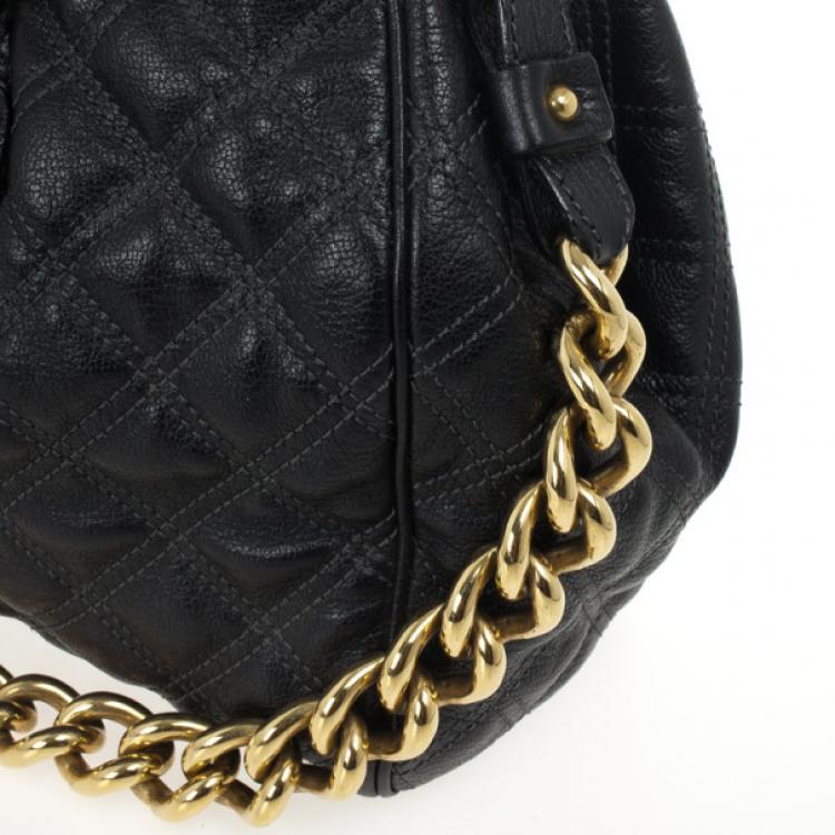 Pre Owned Marc Jacobs Black Quilted Leather Stam Satchel