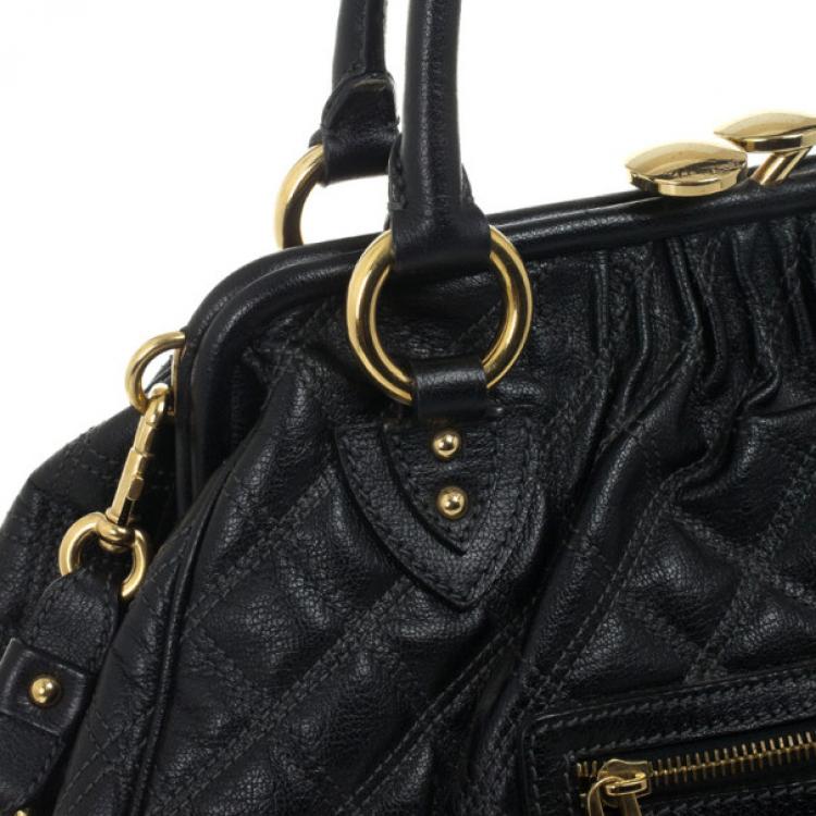 Pre Owned Marc Jacobs Black Quilted Leather Stam Satchel