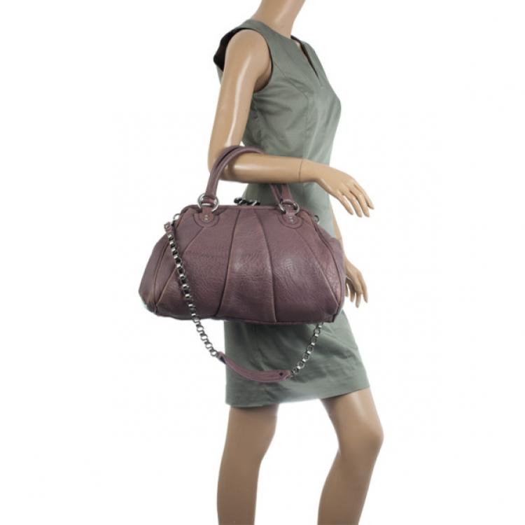 Pre Owned Marc Jacobs Lilac Pleated Leather Stam