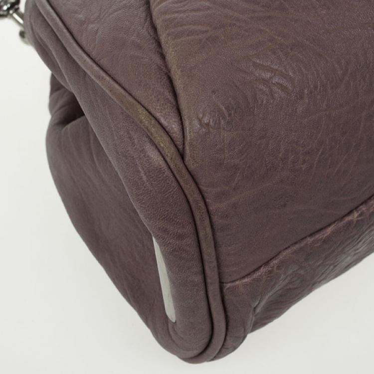 Pre Owned Marc Jacobs Lilac Pleated Leather Stam