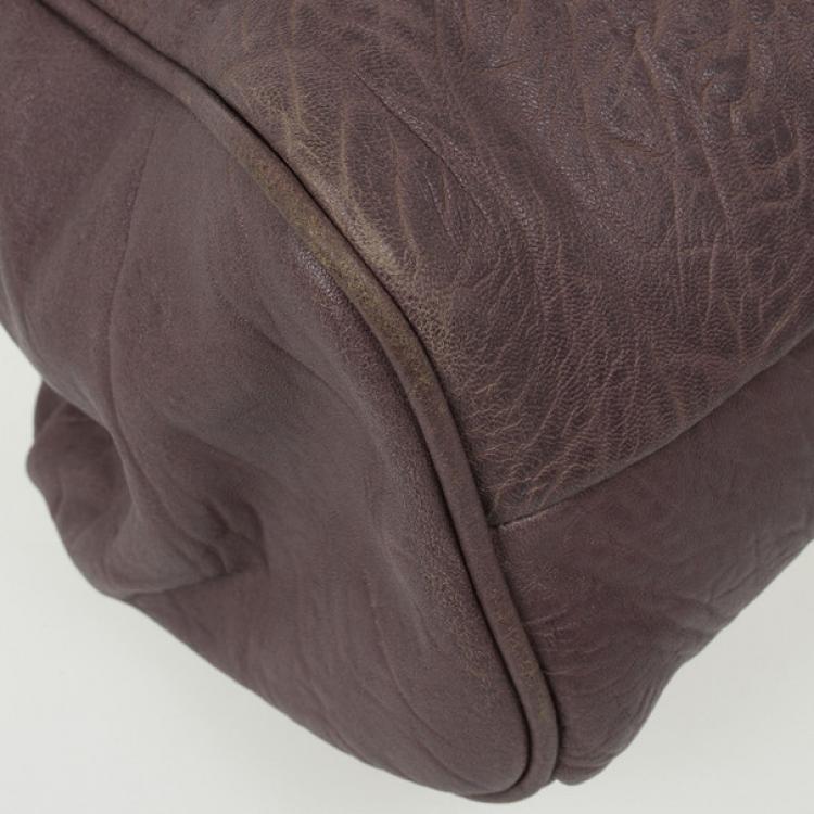 Pre Owned Marc Jacobs Lilac Pleated Leather Stam