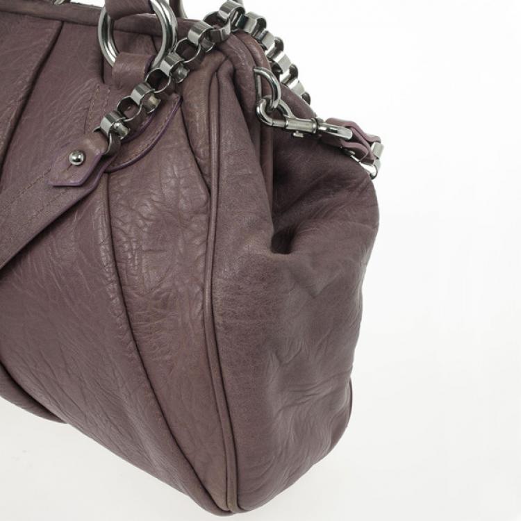Pre Owned Marc Jacobs Lilac Pleated Leather Stam