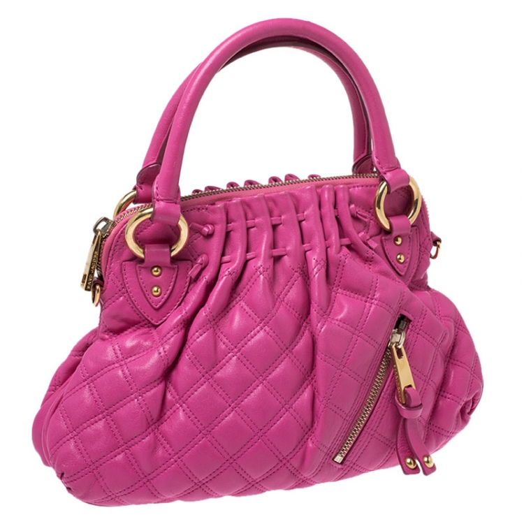 Pre Owned Marc Jacobs Pink Quilted Leather Small Cecilia Satchel