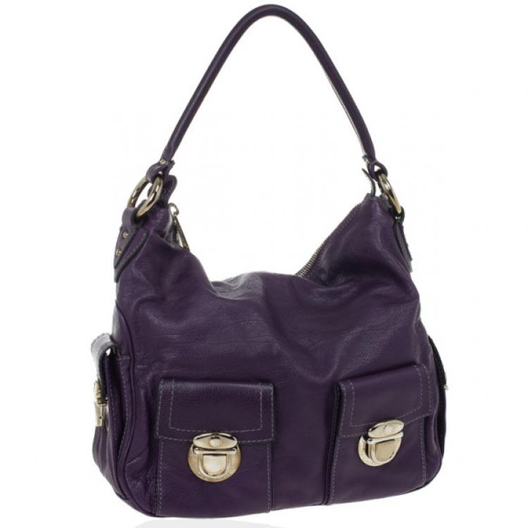 Pre Owned Marc Jacobs Purple Leather Large Multi-pocket Bag
