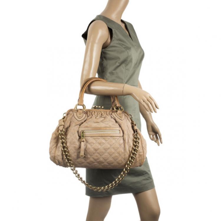 Pre Owned Marc Jacobs Beige Quilted Leather Stam Satchel