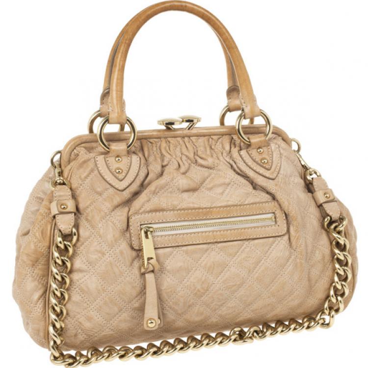 Pre Owned Marc Jacobs Beige Quilted Leather Stam Satchel