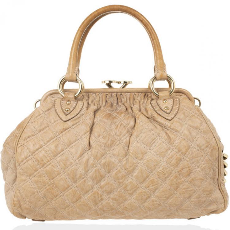 Pre Owned Marc Jacobs Beige Quilted Leather Stam Satchel